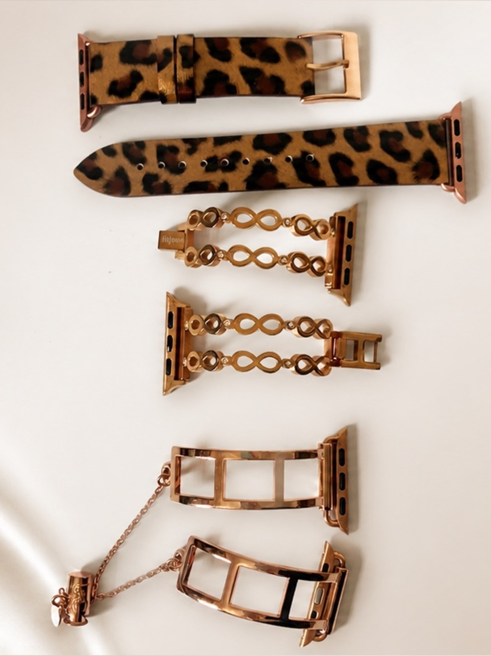 Apple Watch Band Bundle | 5-Piece Set | Leopard + Gold & Rose Gold Bands